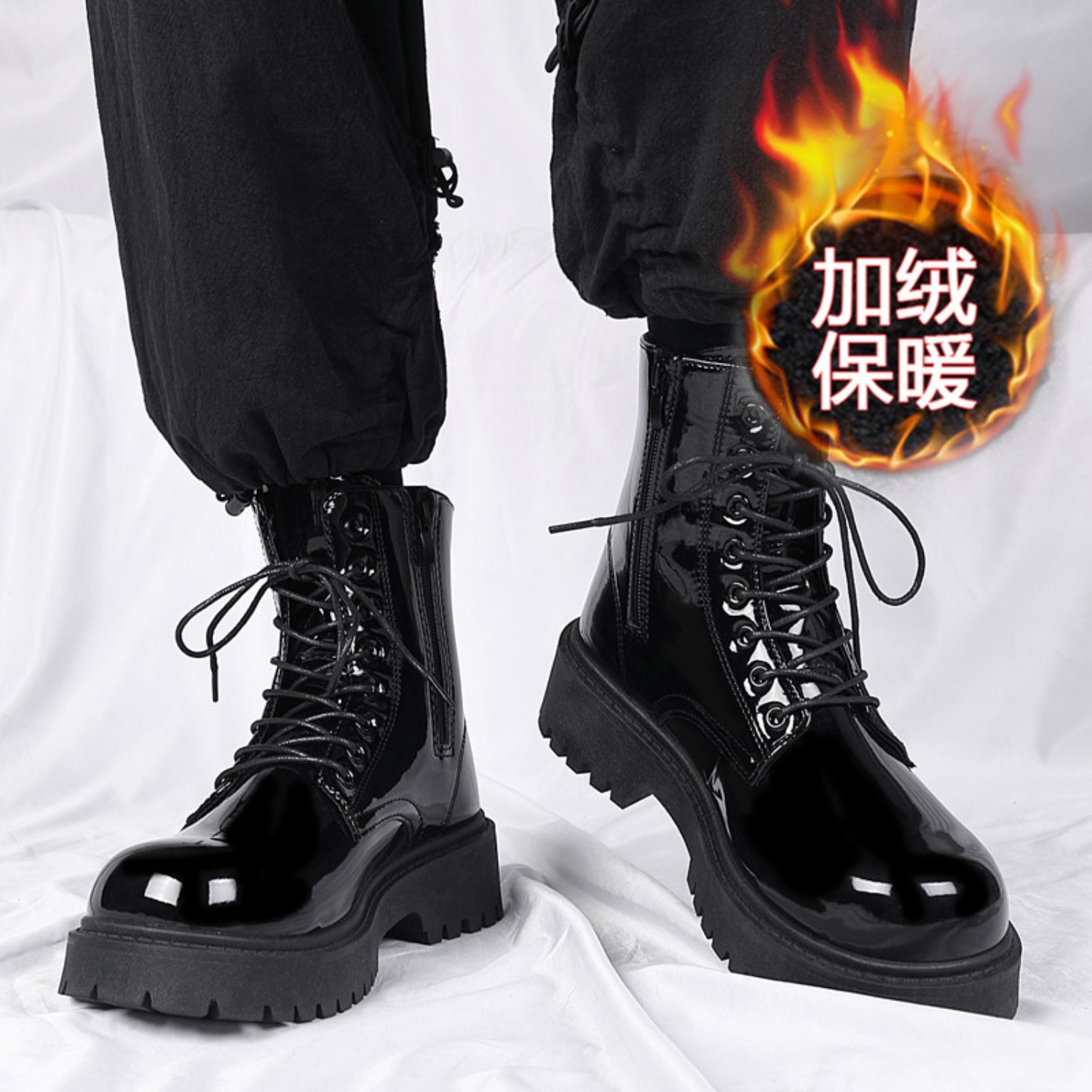 Men Shoes Office - Men's warm plush high-top boots winter