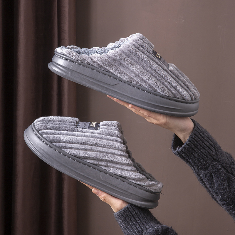 Men'S Shoes With Memory Foam - 2026 Winter Men's Striped Suede Slippers