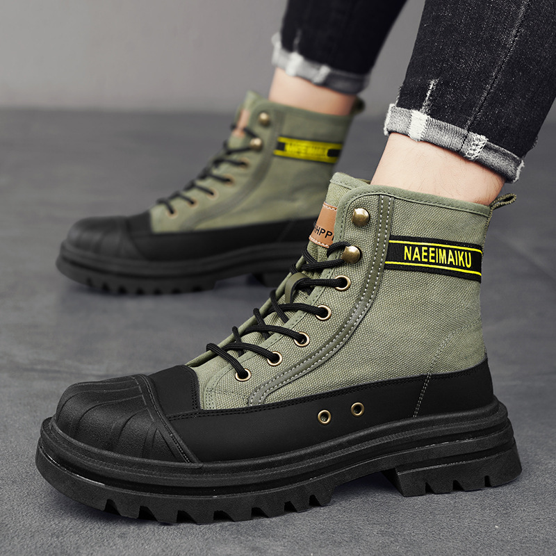 Men Shoes Office - Mens Canvas Boots Fashion High Top