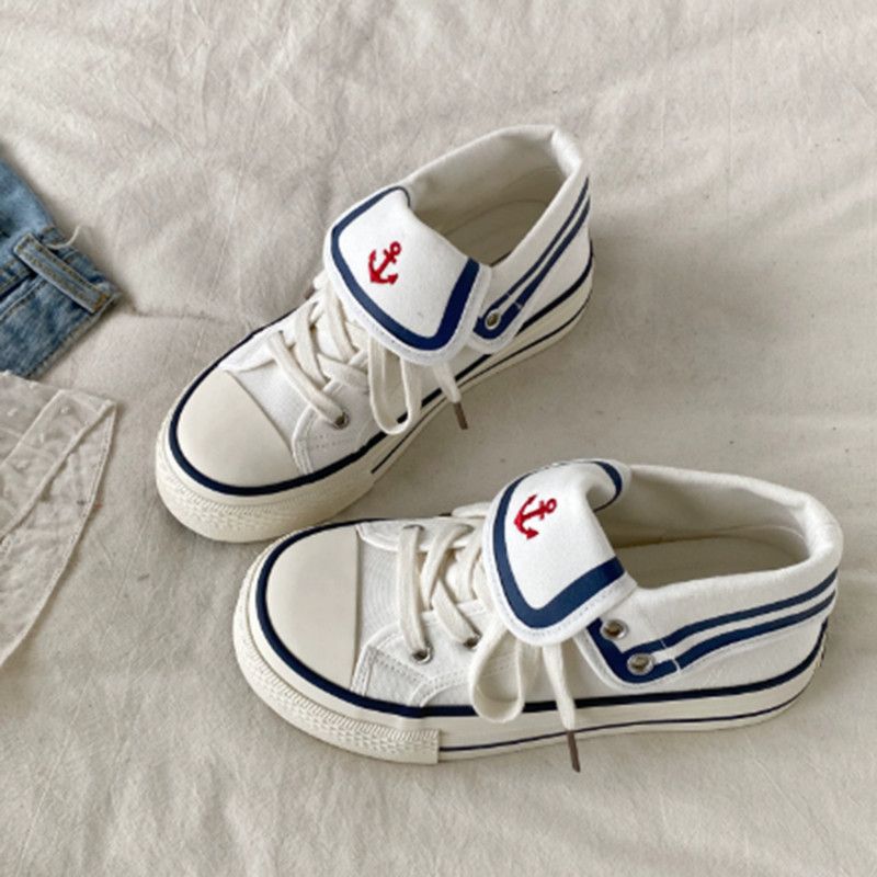 Canvas Sneaker High - Navy Style High-top Canvas Shoes for