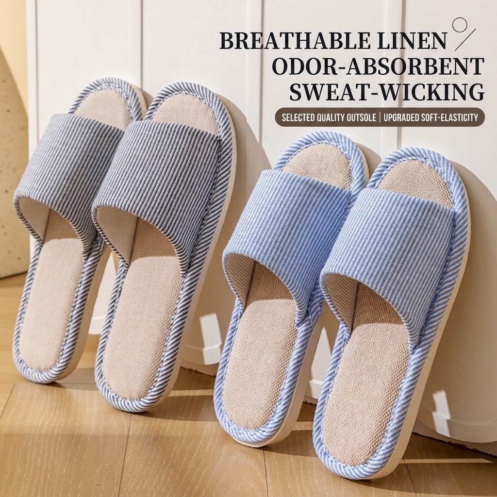 Men'S Shoes To Women'S - Breathable Flax Linen Slippers Women Men