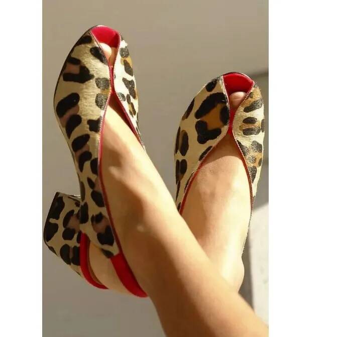 Leopard Print Peep Toe Slingba - огляд і ціна Men Shoes Office