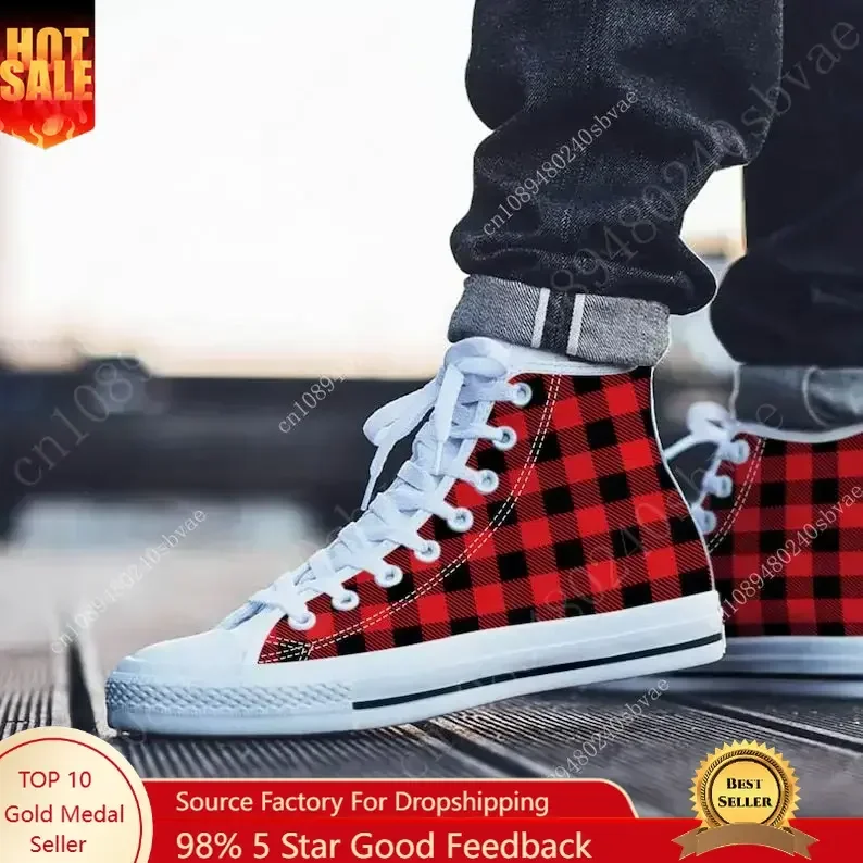 Plaid High Top Shoes Mens Wome - огляд і ціна Canvas Sneaker High