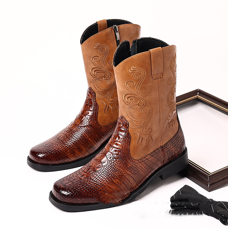 Men's Crocodile-Print Leather  - огляд і ціна Men Shoes Classic