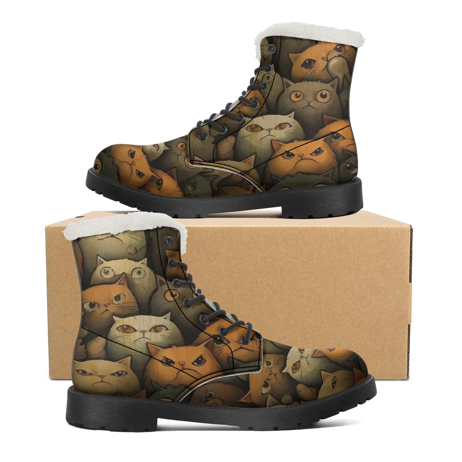 Cute Cats Prints Plush Snow Bo - огляд і ціна Men Shoes Eu To Us Size